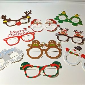 CHRISTMAS PROP GLASSES for Photo Booth Party Selfies Set of 9 NEW